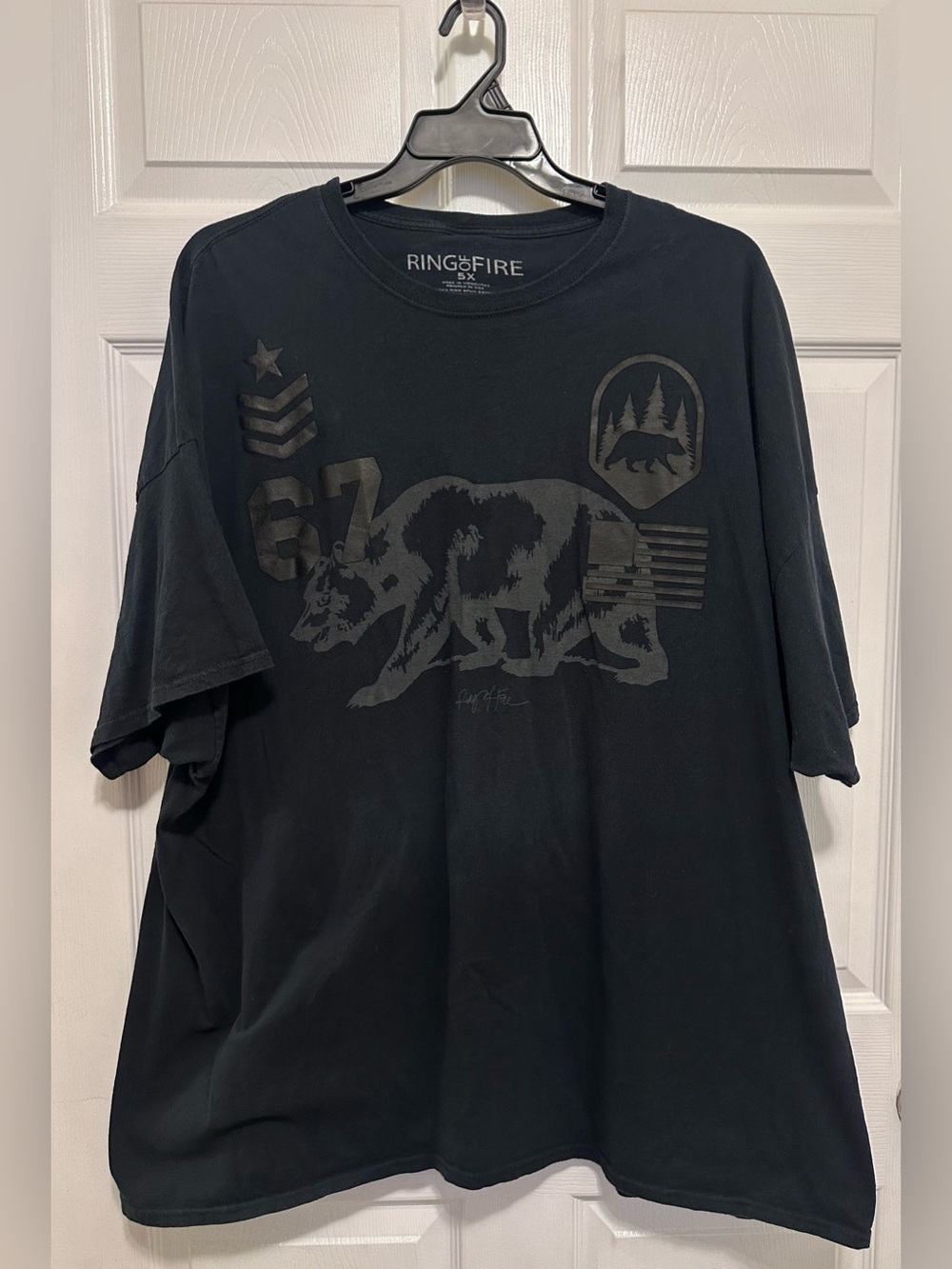 Ring of Fire Black Short-Sleeve Graphic Tee with Bear Crest